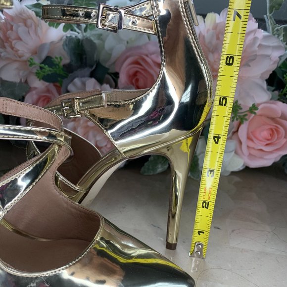 Strappy Gold Stiletto Heels 7.5 - Picture 9 of 9